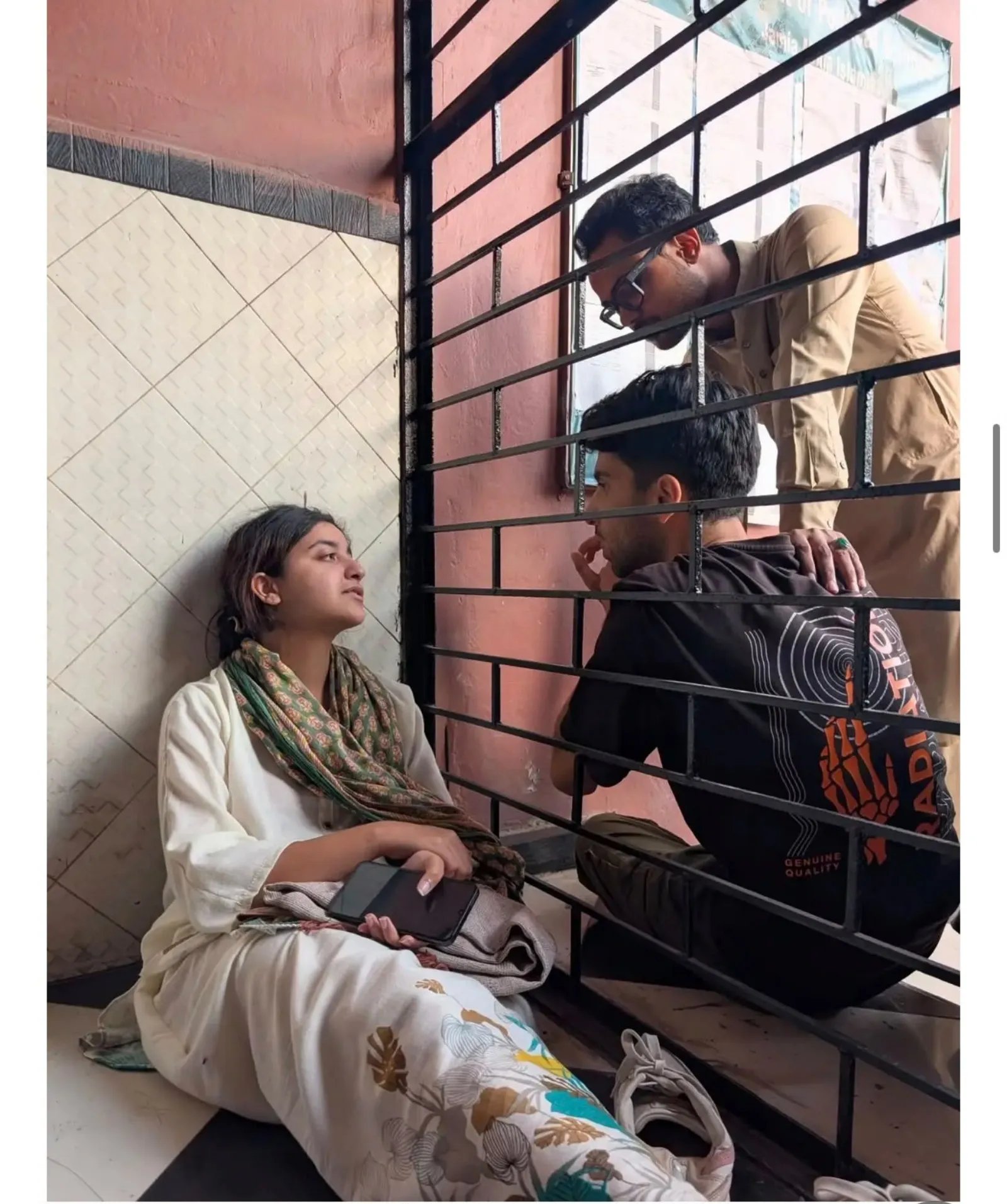Rida Naushad Khan, inside the Political Science building where the protesters had locked themselves in.